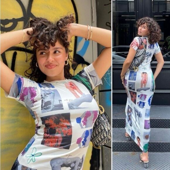 WITH JEAN Artwork Print Morph Maxi Dress in Floral Mimicry Size XXS - Picture 2 of 11